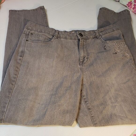 Style & Co Slim Leg Gray Sequin Jeans Sz 14 - Picture 1 of 8